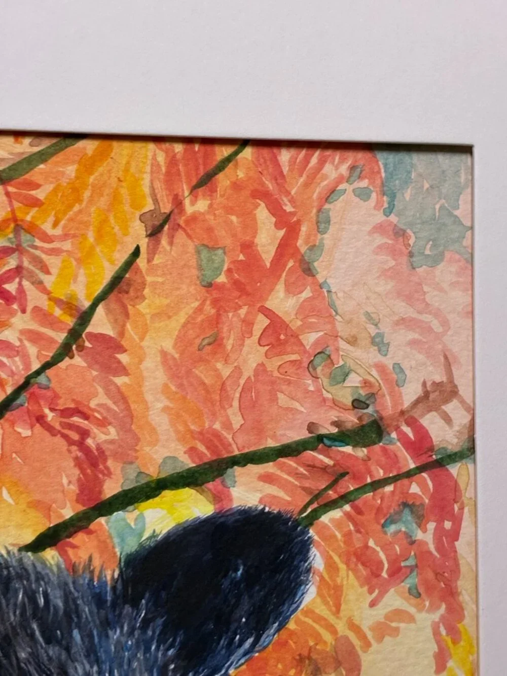Original Watercolor - Black Bear in Fall Foliage